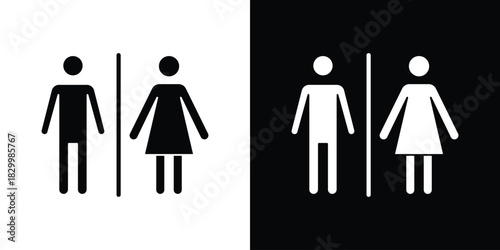 Restroom icons editable flat black and white icons pack. Vector EPS10