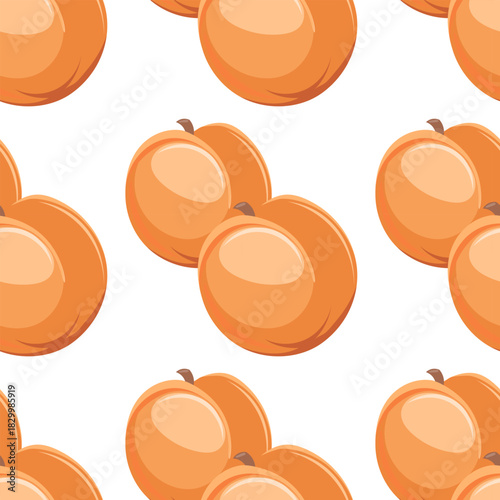 Seamless pattern of ripe apricots. Cute fruity background.