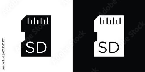 Sd card icons editable flat black and white icons pack. Vector EPS10