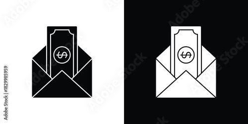 Salary icons editable flat black and white icons pack. Vector EPS10