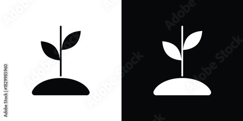 Seedling icons editable flat black and white icons pack. Vector EPS10