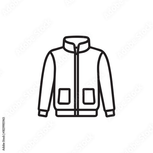 Stand Collar Jacket Icon – Outerwear Line Art
