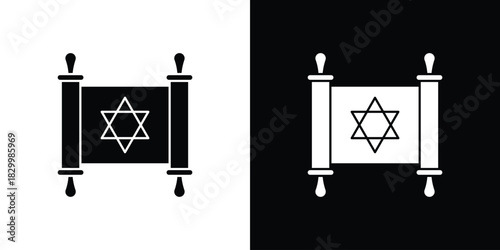 Scroll Torah icons editable flat black and white icons pack. Vector EPS10
