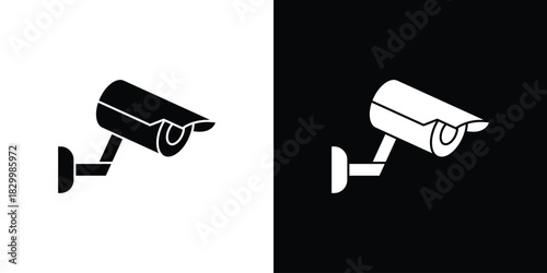 Security camera icons editable flat black and white icons pack. Vector EPS10