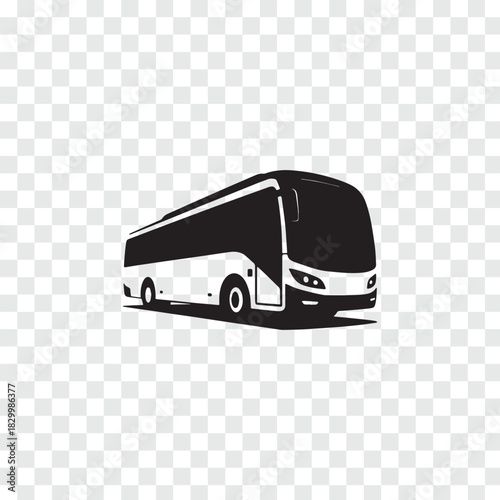 Sleek Black and White Modern Bus Illustration for Transportation Needs
