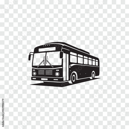 Simple Black and White Bus Illustration for Public Transportation Needs