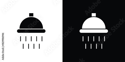 Shower down icons editable flat black and white icons pack. Vector EPS10