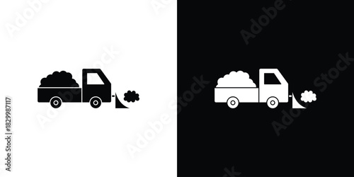 Snowplow icons editable flat black and white icons pack. Vector EPS10