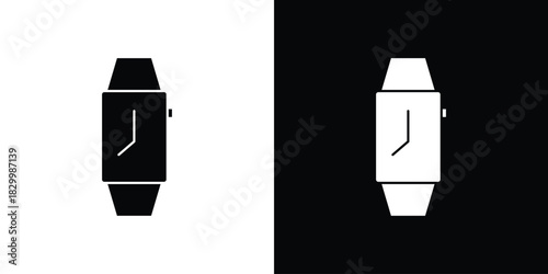 Smart watch icons editable flat black and white icons pack. Vector EPS10