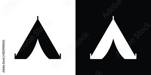 Tent icons editable flat black and white icons pack. Vector EPS10