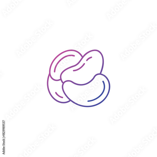 Lima bean vegetable icon with gradient outline and artistic detail