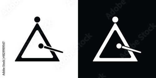 Triangle music icons editable flat black and white icons pack. Vector EPS10