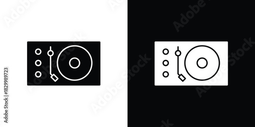 Turntable icons editable flat black and white icons pack. Vector EPS10