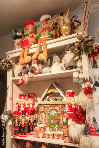 Wallpaper Mural Christmas and New Year's toys in a store. Festive winter Christmas trade Torontodigital.ca