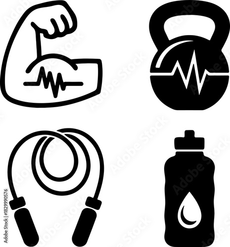 fitness icon set