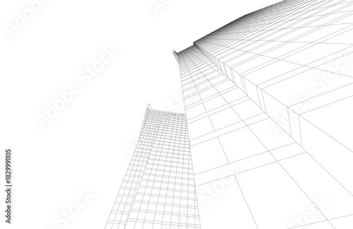 Abstract modern architecture, 3D rendering