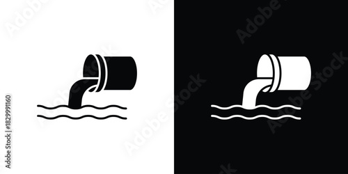 Wastewater icons editable flat black and white icons pack. Vector EPS10