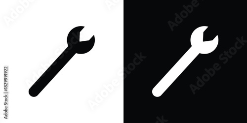 Wrench icons editable flat black and white icons pack. Vector EPS10