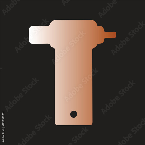 Illustration of a copper colored rivet gun on a dark background