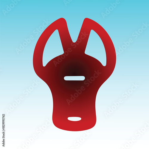 Red abstract shape with rounded edges on a gradient blue background