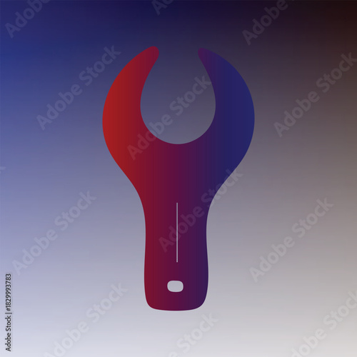 Red and blue wrench on a gradient background for construction and repair