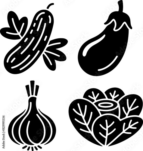 set of vegetables icons