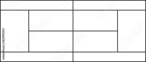 Tennis court marking in top view. Tennis court marking layout with lines isolated on a transparent background. 
