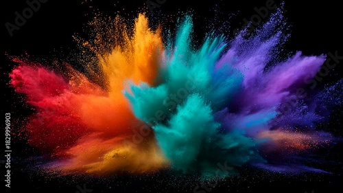 Color powder explosion on black background