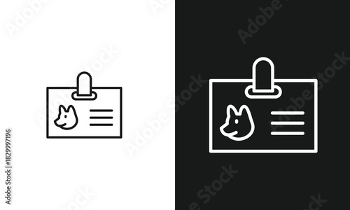 Pet Name Tag and ID Card Line Art Icon for Dog and Cat Collars and Identification