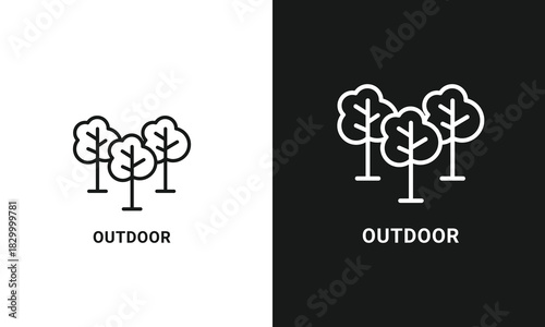Forest and Outdoor Nature Icon with Three Trees for Parks, Camping, and Environmental Themes