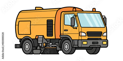 Street Sweeper Truck Vector Illustration