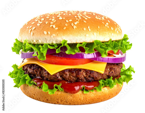 hamburger on white background