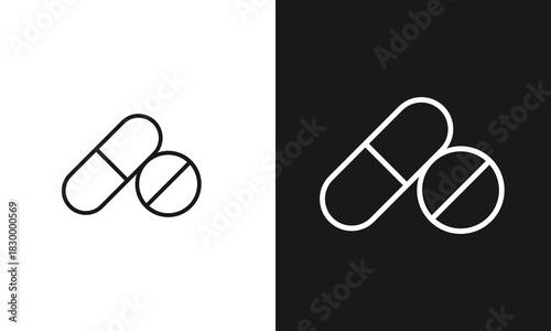 Medical Pills Icon with Capsule and Tablet for Healthcare, Pharmacy, and Medication Concepts