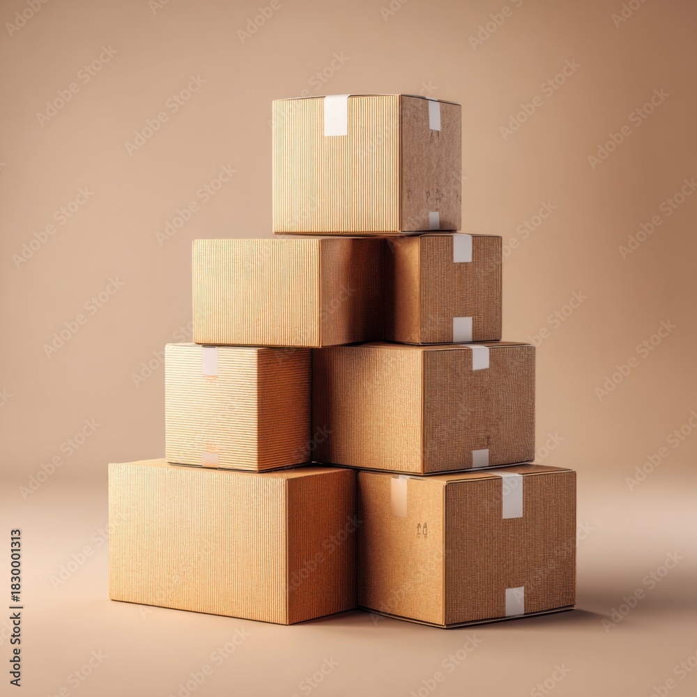 Obraz premium Stack of cardboard boxes for shipping