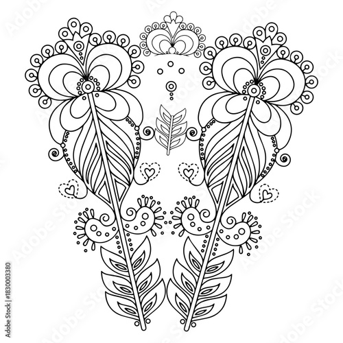 Mandala in vector. Vintage monochrome decorative element for coloring pages