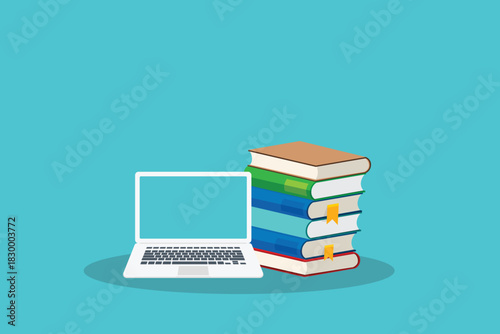 Online learning. Concept of webinar, business online training, education on computer or e-learning concept, video tutorial vector illustration.	