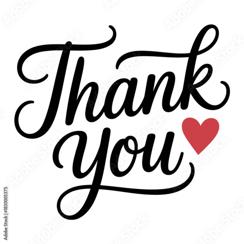 A handwritten "Thank You" message accompanied by a small red heart symbol.