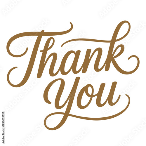 Elegant thank you text in a cursive gold font on a white background for appreciation.