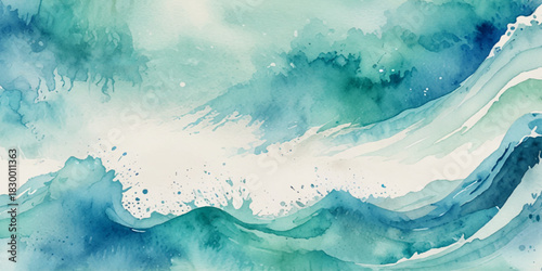 Abstract blue and white water ocean wave and curved line background. Blue wave with liquid fluid ocean texture. Ocean wave banner background.	