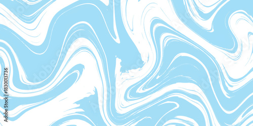 Light blue and white flowing abstract liquid marble wave effect backdrop design