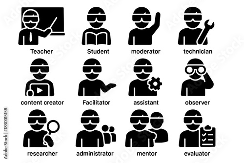 Icons vector observer teacher ar content icon creator facilitator administrator classroom moderator