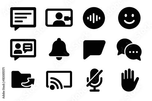 Cast discussion bell window vector group classroom hand icon ar raise screen