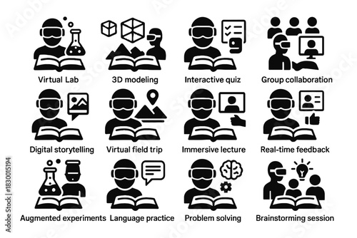 Classroom icon lecture trip vector immersive session ar practice language virtual collaboration