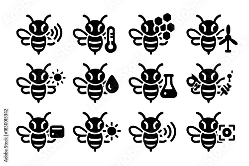 Sensor robotic humidity speed bee temperature icon light vector pollen intensity analyzer