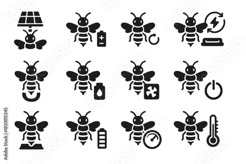 Switch energy battery icon robotic charger vector meter cooling kinetic dock bee