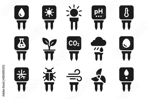 Ai root icon gauge sensor weather pest gardener scanner humidity vector growth
