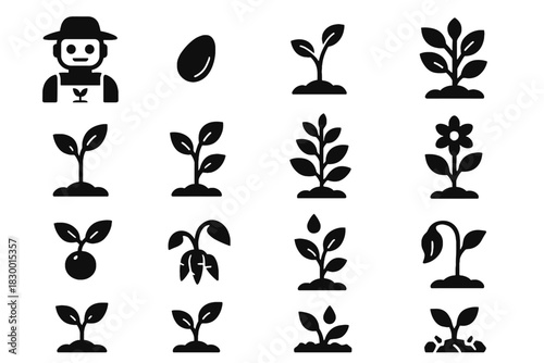 Vector harvest icon full plant fruit ai growth medium soil stage nutrient