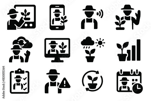 Gardener command auto interface vector touch mobile remote icon ai cloud forecast
