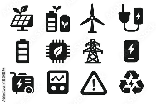 Ai low recycler battery charge pack vector power energy icon alert chip