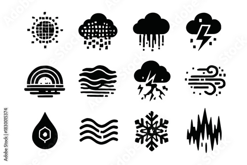 Virtual aurora vector cloud wind island weather simulation rain digital lightning data